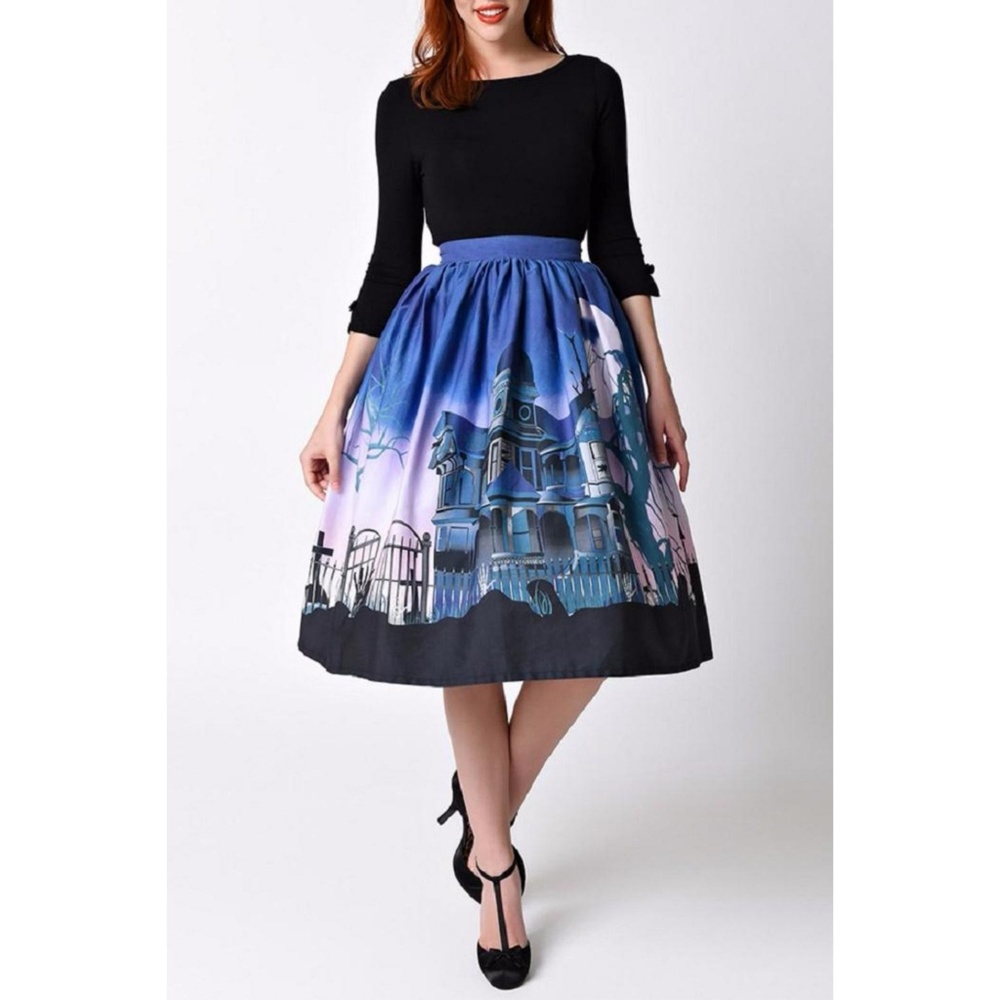 Unique Vintage Halloween Haunted Mansion Skirt